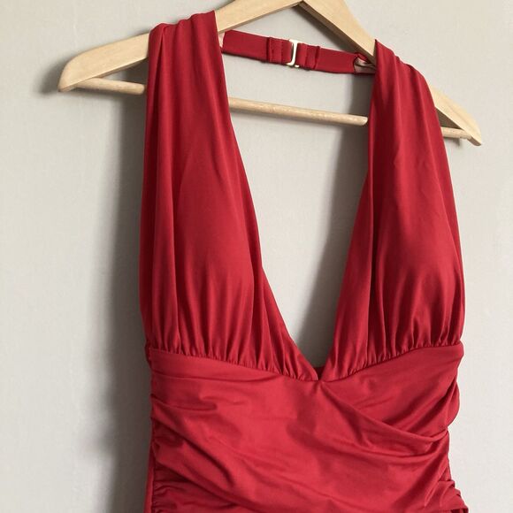 La Blanca Halter Twist Bathing Suit XL One Piece Red Women’s - Picture 3 of 9